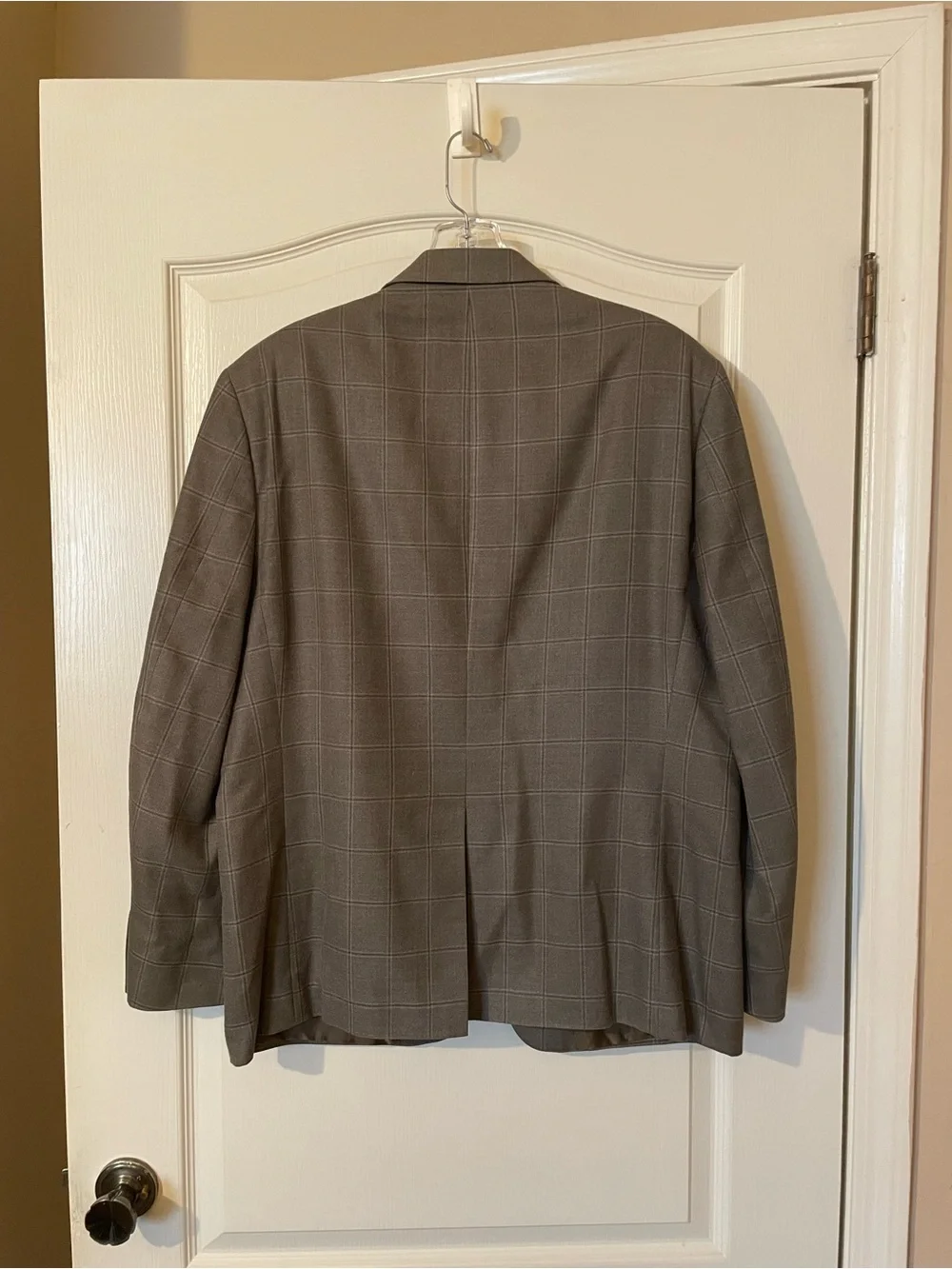 Lauren Ralph Lauren Blazer Men’s 42S Silk Wool Windowpane Gray Taupe 2 Button